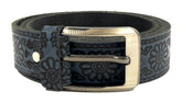 HAARLEM Men KUZE 16410 Leather Belt Flowers Blue